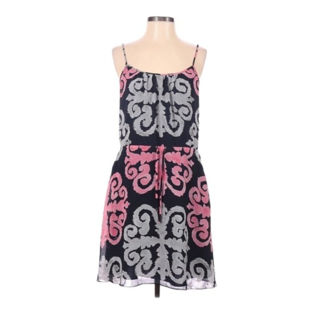 Banana Republic Milly Collection Sleeveless Dress Size 2 Navy Pink Tie Waist